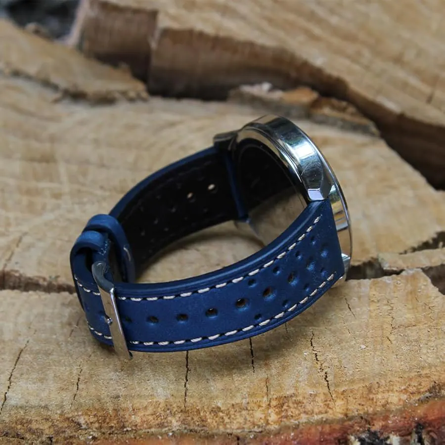 Racing Vintage, Blu · cucitura crema: dettaglio