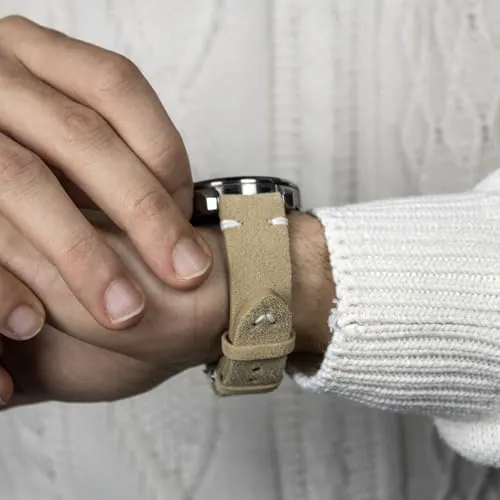 Scamosciato, Beige · cucitura bianca: al polso